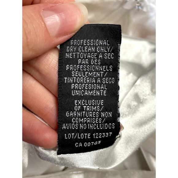 ML MONIQUE LHUILLIER Ruffle Halter Wide Leg Jumpsuit in White Size 6 $495 - Picture 15 of 16